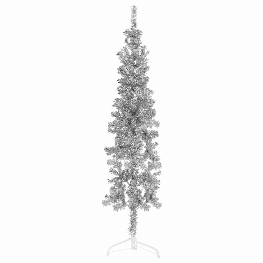 Künstlicher Halb-Weihnachtsbaum mit Ständer Schlank Weiß 180 cm