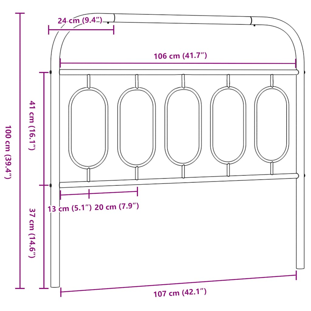 Ersatz-Kopfteil Metall Schwarz 75 cm