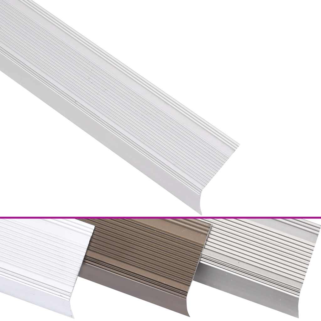 Treppenkantenprofile in L-Form 15 Stk. Aluminium 90 cm Silbern