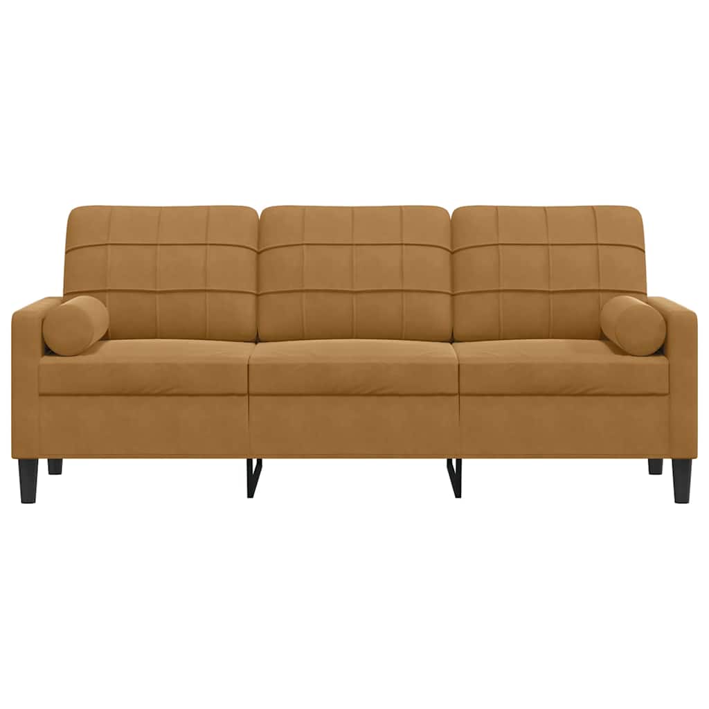 2-Sitzer-Sofa mit Zierkissen Hellgrau 120 cm Samt