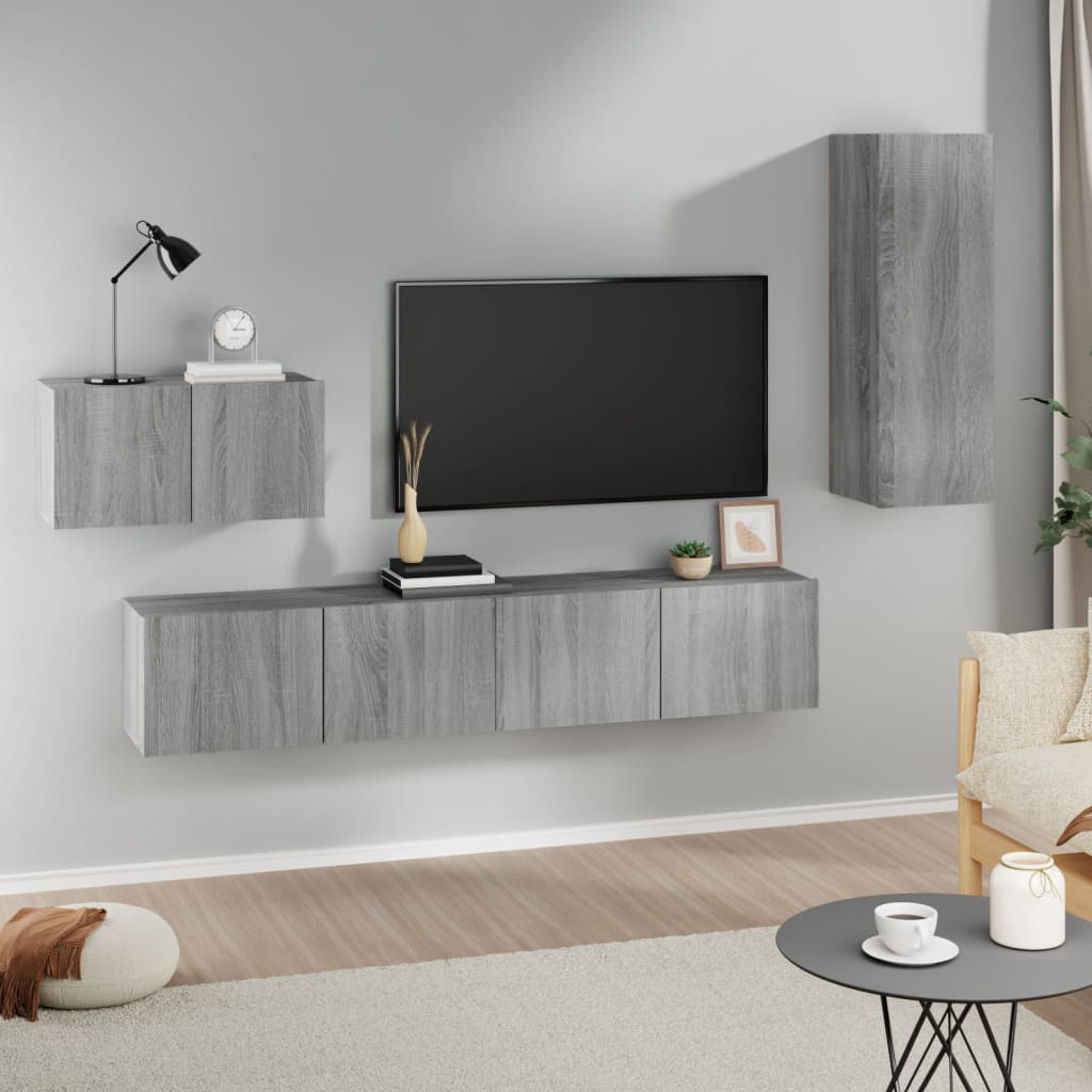 4-tlg. TV-Schrank-Set Sonoma-Eiche Holzwerkstoff