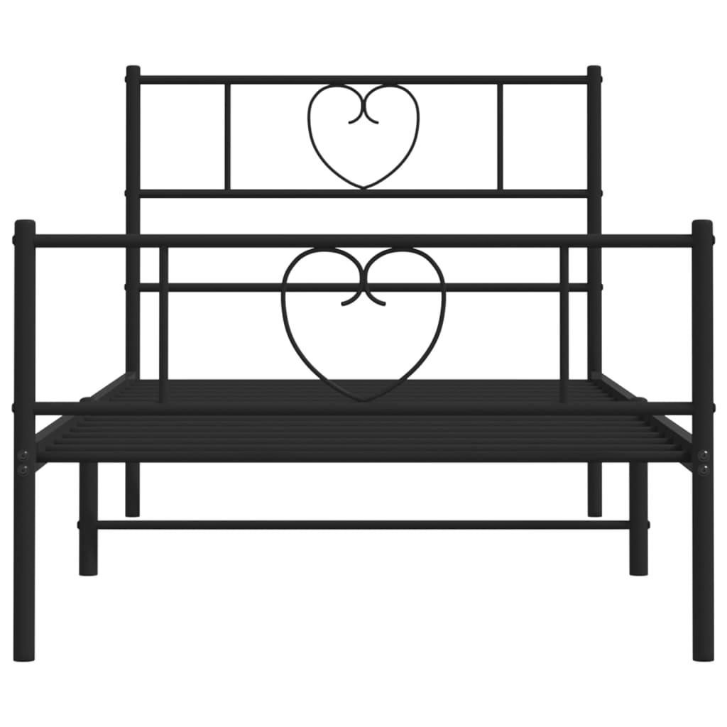 Bettgestell mit Kopfteil Metall Schwarz 100x190 cm