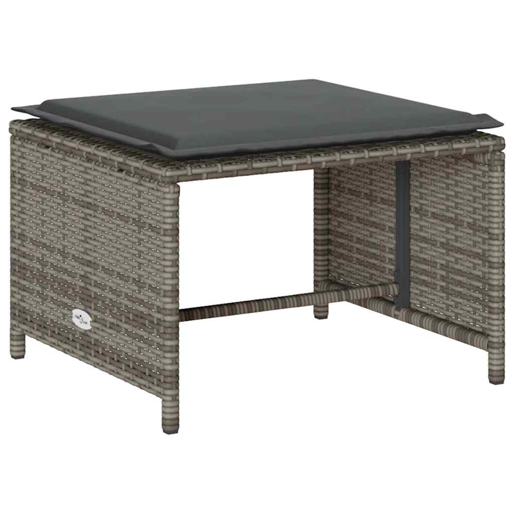 5-tlg. Garten-Sofagarnitur Kissen Stapelbar Schwarz Poly Rattan