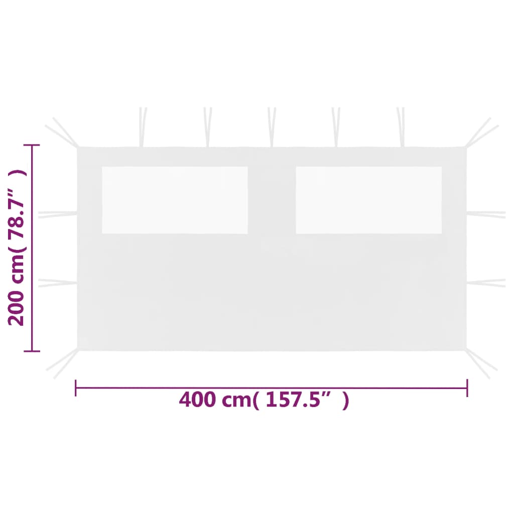 Pavillon-Seitenwand mit Fenstern 6x2 m Creme