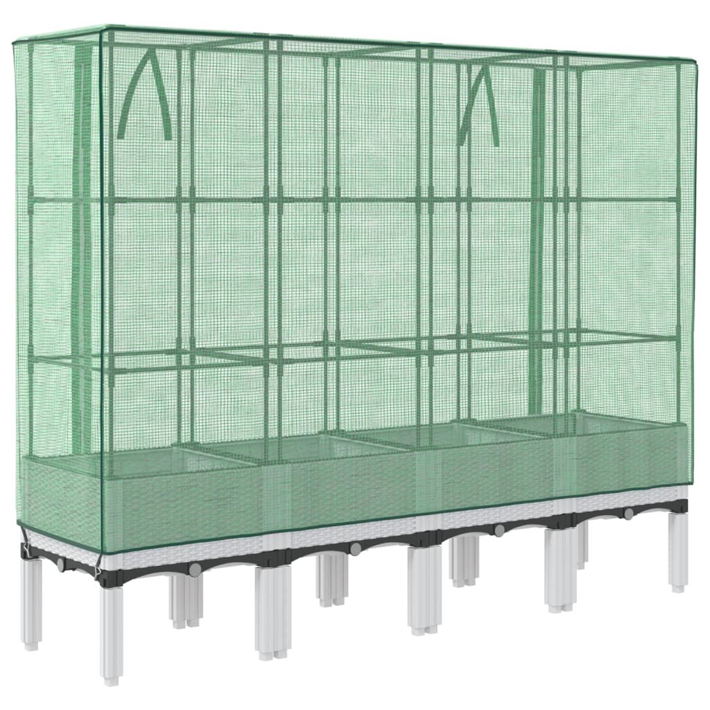 Hochbeet mit Gewächshaus-Aufsatz Rattan-Optik 40x40x140 cm