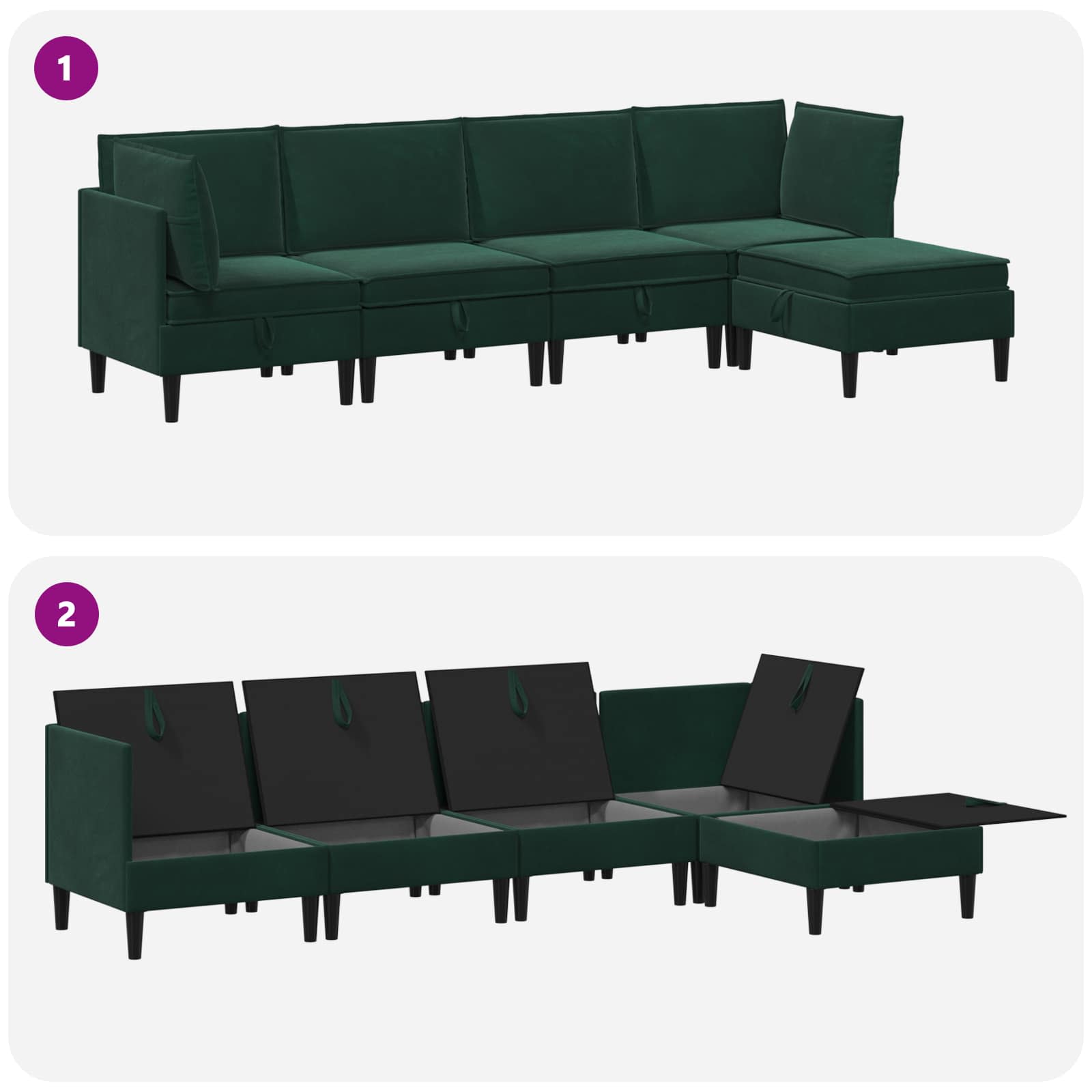 Wohnzimmergarnitur mit Kissen mit Speicher 3 pcs Hellgrau Samt