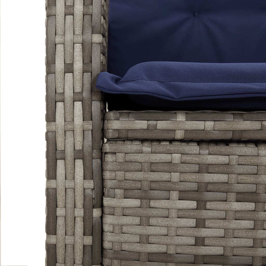 Gartenbank Verstellbar mit Kissen Braun Poly Rattan