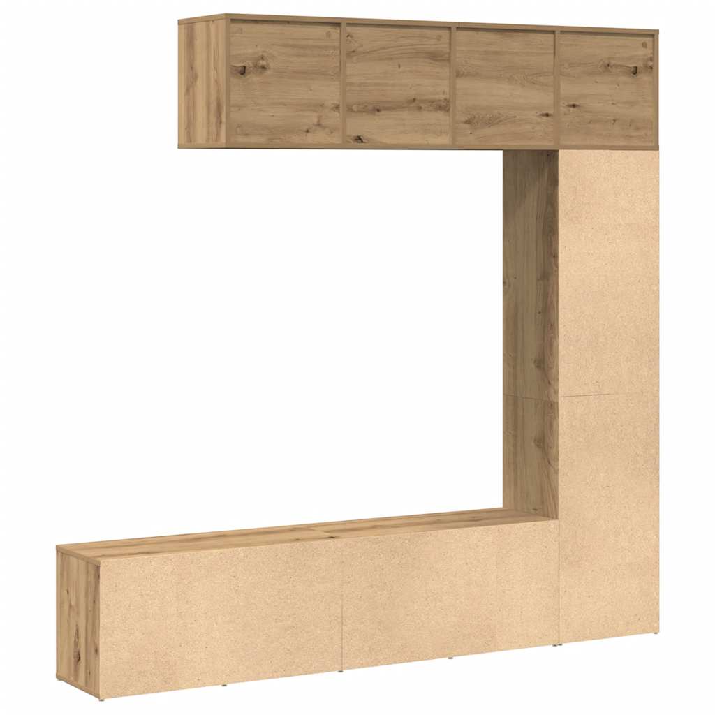 3-tlg. Bücher-/TV-Schrank Set Weiß 180×30×180 cm