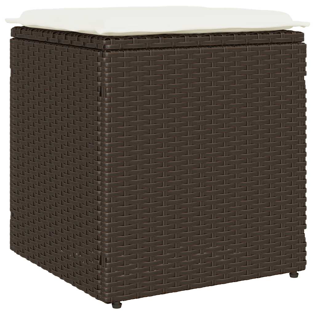 Gartenhocker mit Kissen 2 Stk. Schwarz 40x40x43 cm Poly Rattan