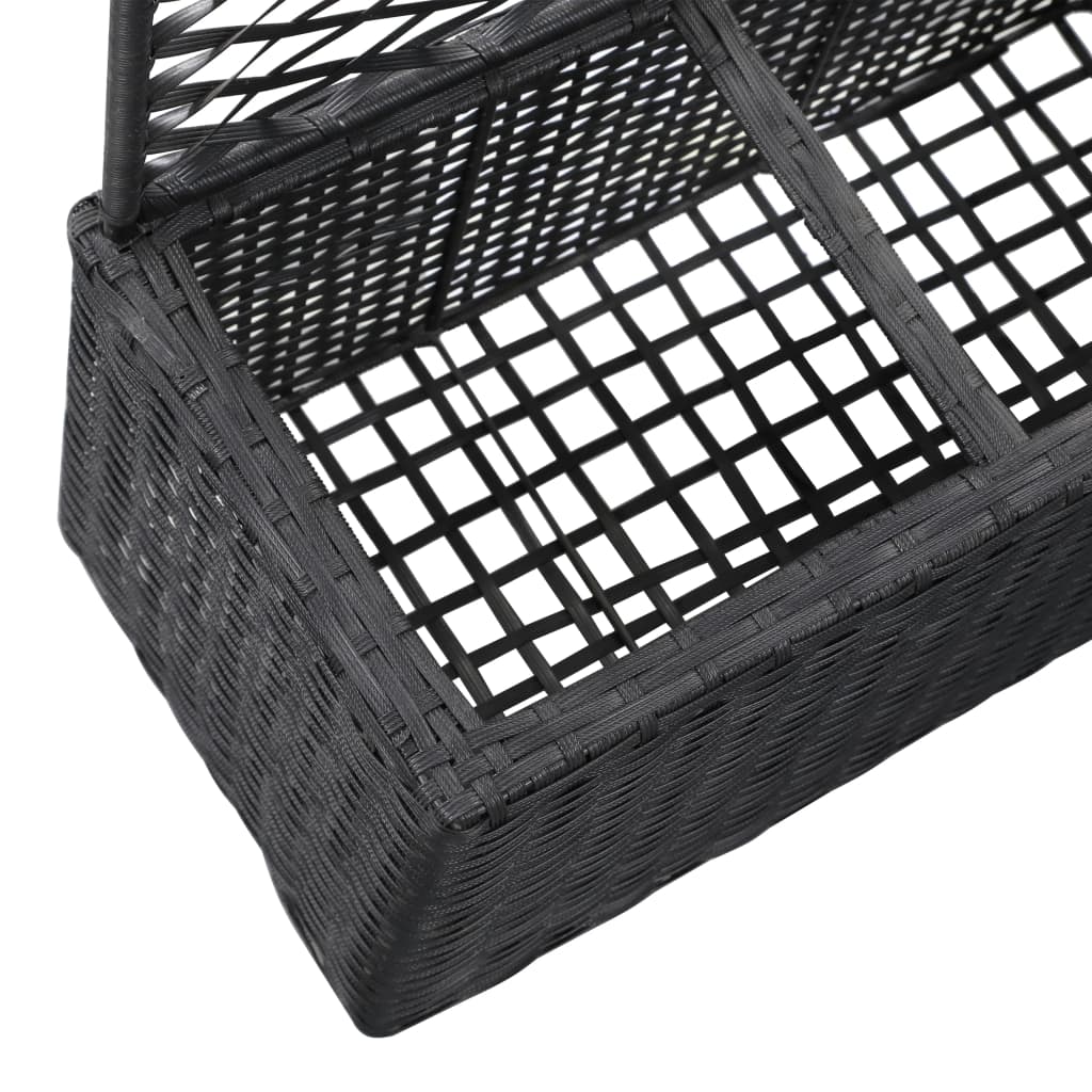 Hochbeet mit Rankgitter 1 Topf 30x30x107cm Poly Rattan Schwarz