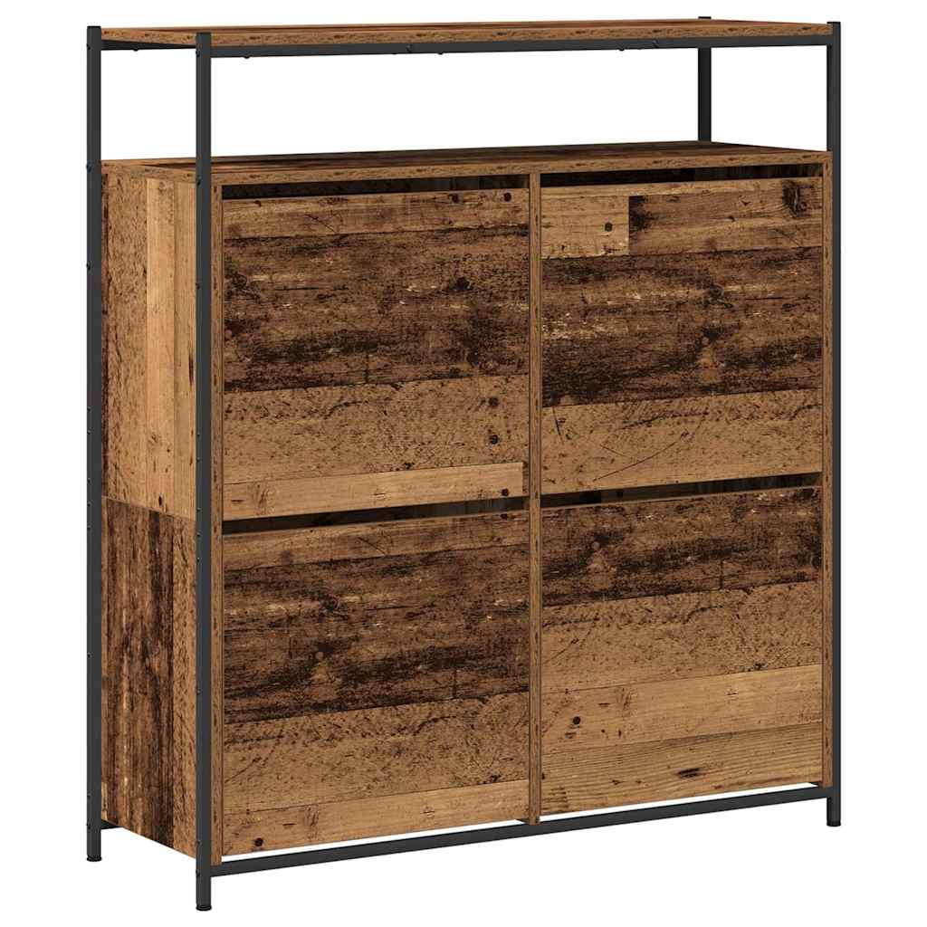 Schuhschrank mit 4 Klappen Sonoma-Eiche 100x34x112 cm