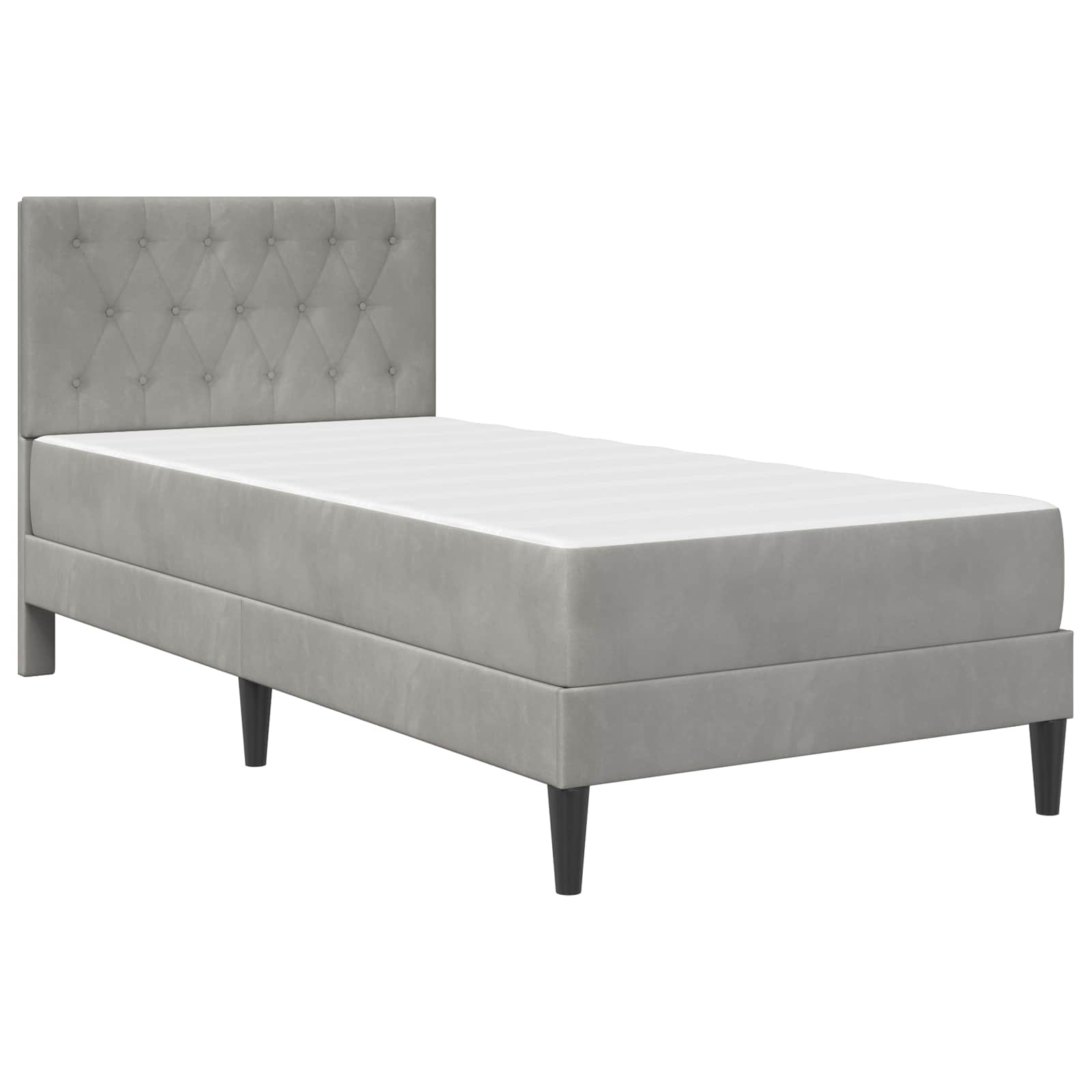 Bettgestell mit Matratze mit Kopfteil Hellgrau 80 x 200 cm Samt