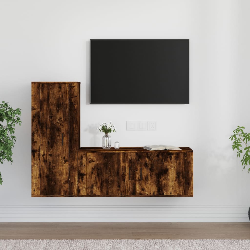 2-tlg. TV-Schrank-Set Weiß Holzwerkstoff