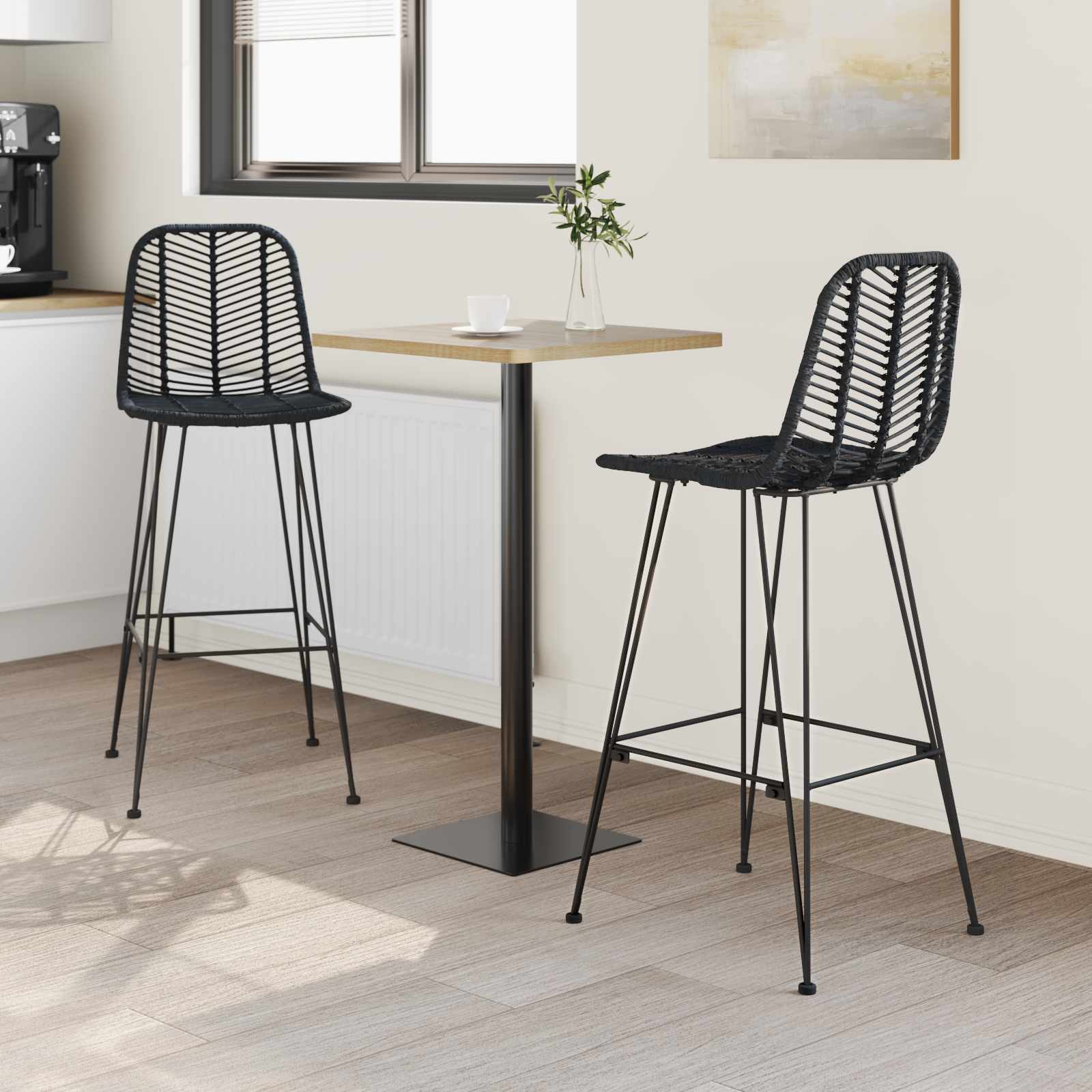 Barstuhl 2 pcs 44,5 x 54,5 x 97,5 cm Rattan und Eisen