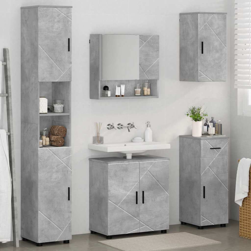 Badezimmermöbel-Set mit Tür 5 pcs Weiß Holzwerkstoff & Metall