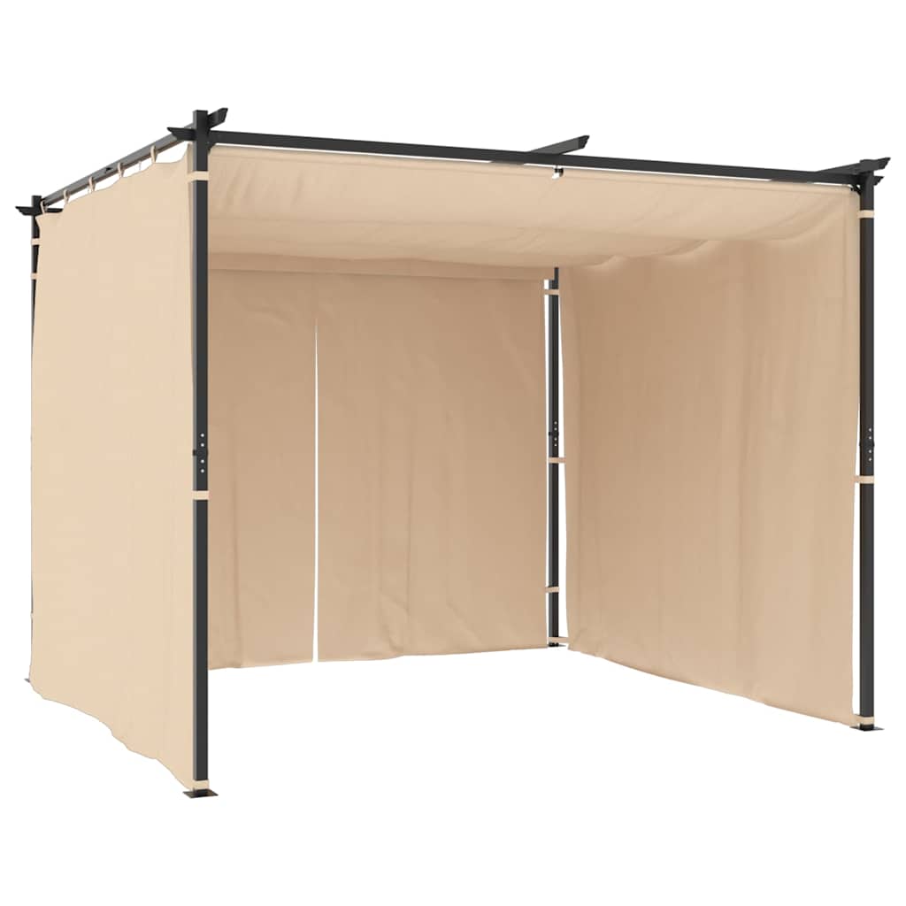 Pavillon mit Vorhängen 3x3 m Taupe Stahl