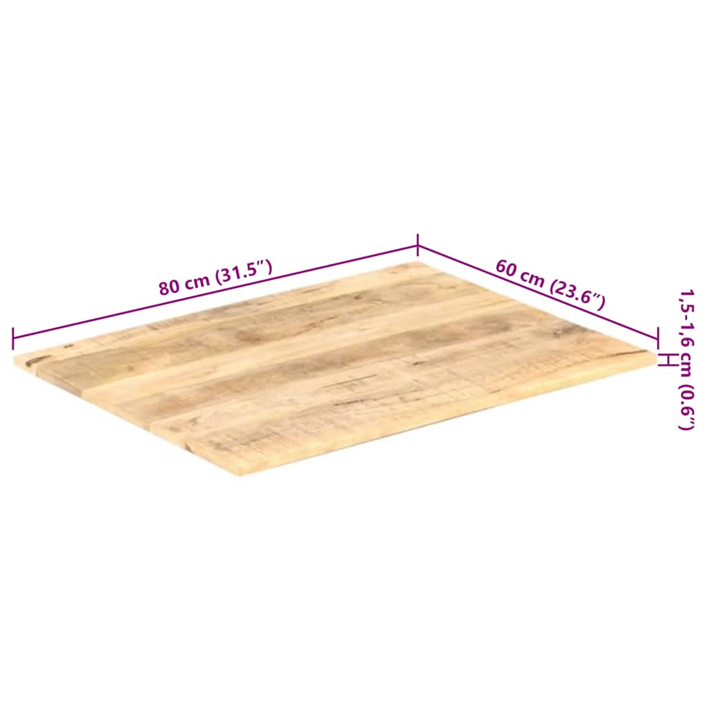 Tischplatte Massivholz Akazie 15-16 mm 60x80 cm