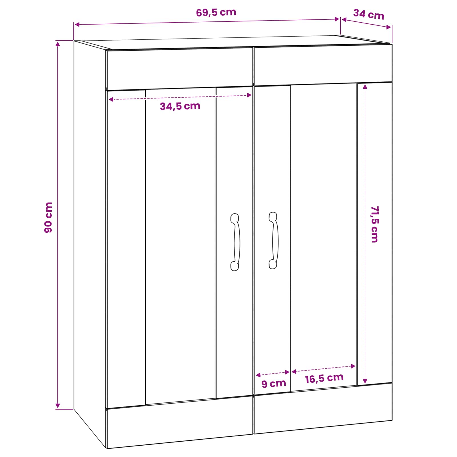 Hängeschrank Weiß 69,5x32,5x90 cm