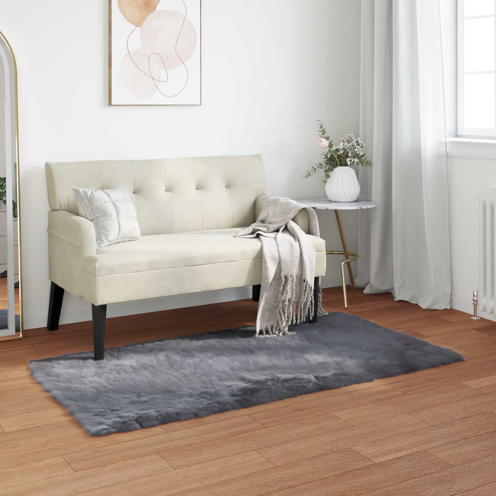 Teppich aus Kunstschaffell TAFALLA Weiß 60 x 110 cm Polyester