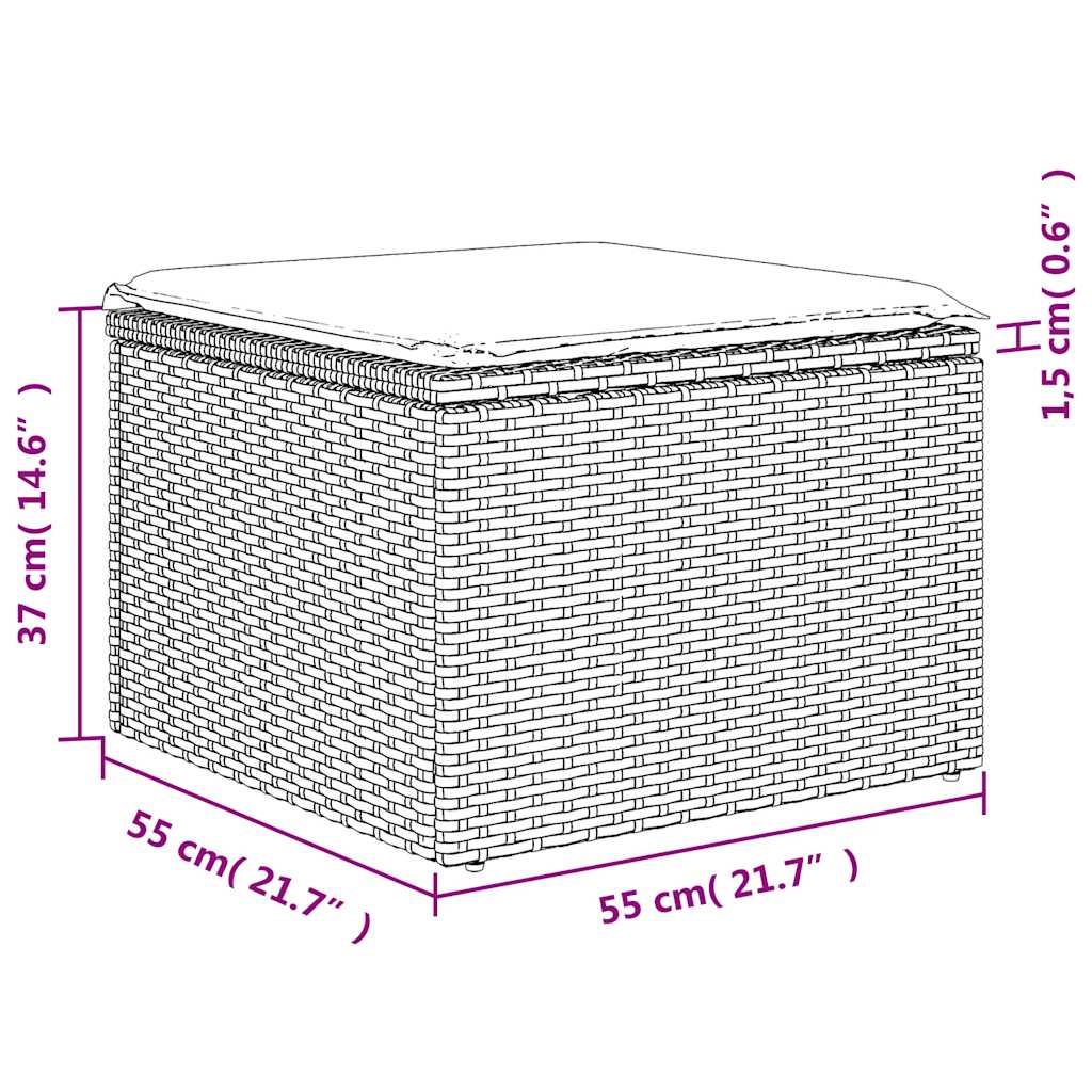 6-teiliges Gartensofa-Set mit Kissen, schwarzes Polyrattan