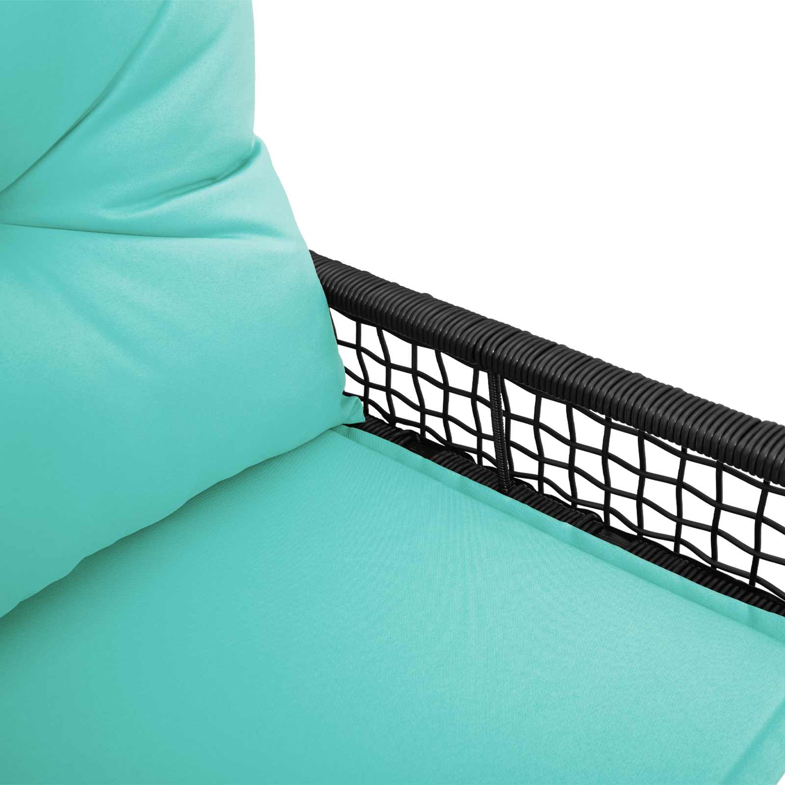 Bank Outdoor mit Kissen Schwarz und Cremeweiß 118 x 55 x 82 cm