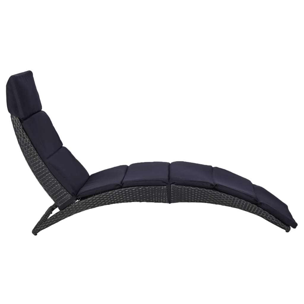 Klappbare Sonnenliege mit Auflage Poly Rattan Braun