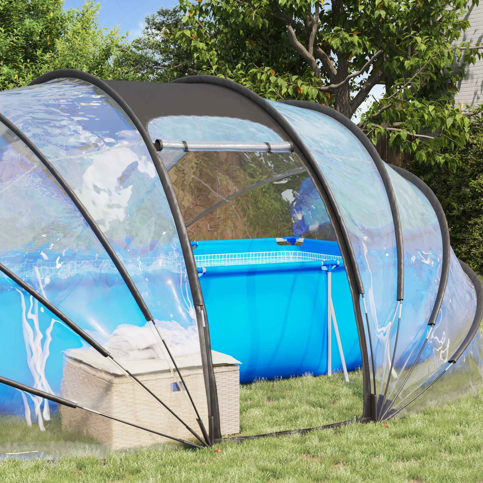 Poolzelt Kuppel 538 x 440 x 204 cm Azure Blau