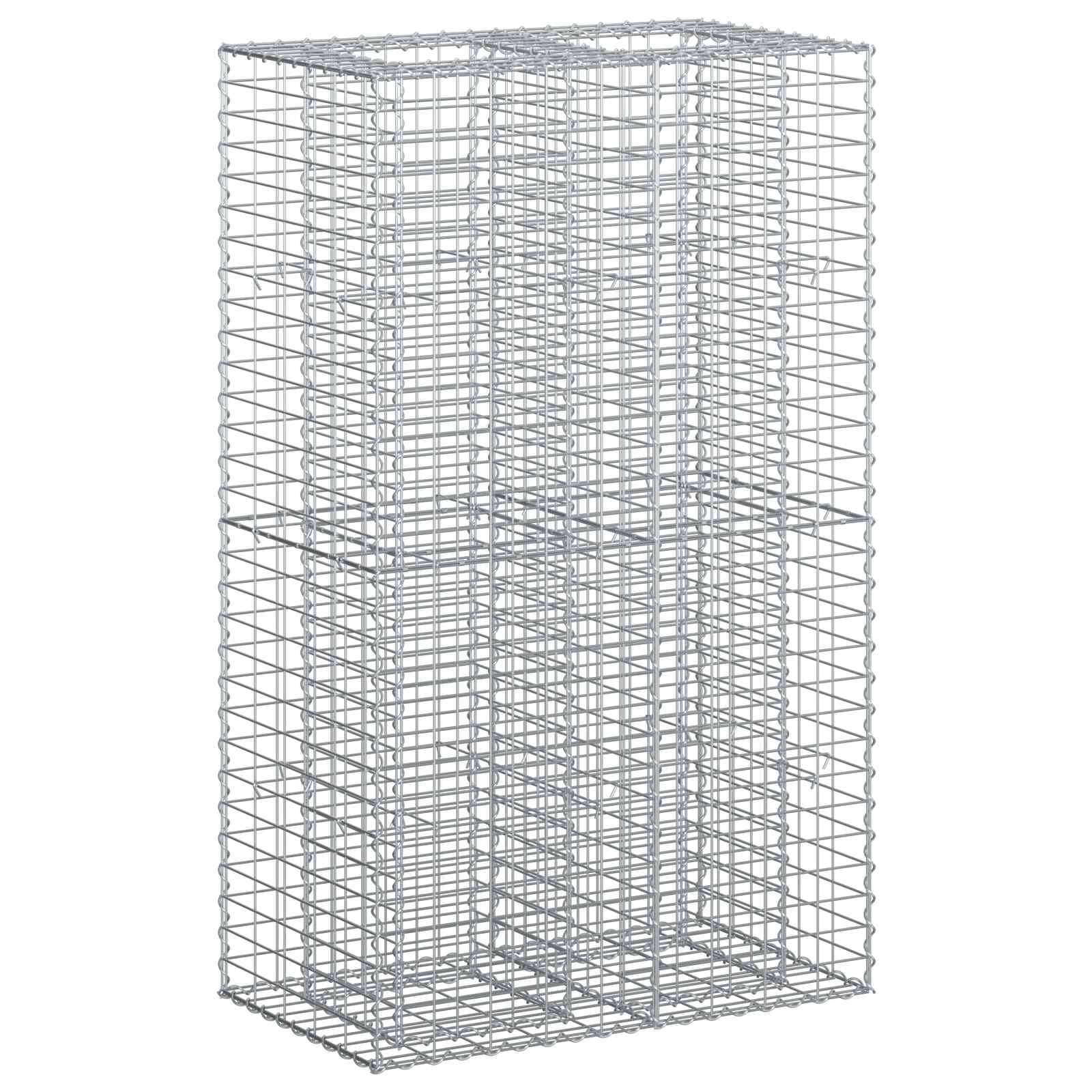 Gabionen Hochbeet 2 pcs Silber 260 x 60 x 55 cm