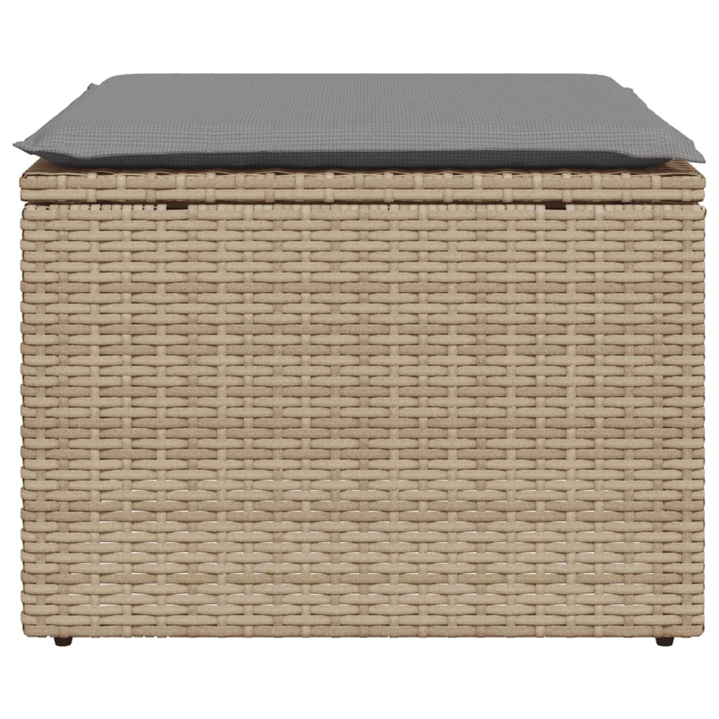 Gartenhocker mit Kissen Schwarz 55x55x37 cm Poly Rattan