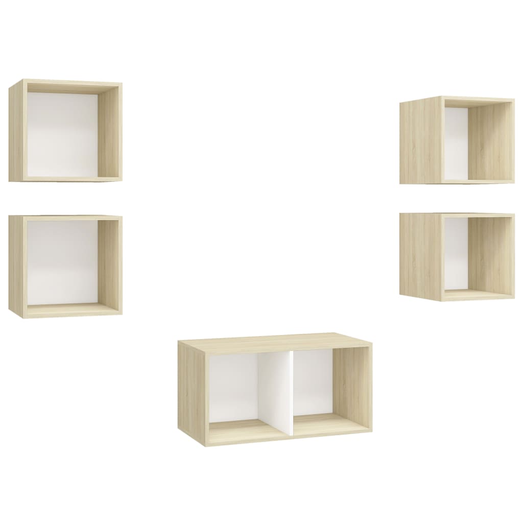 5-tlg. TV-Schrank-Set Grau Holzwerkstoff