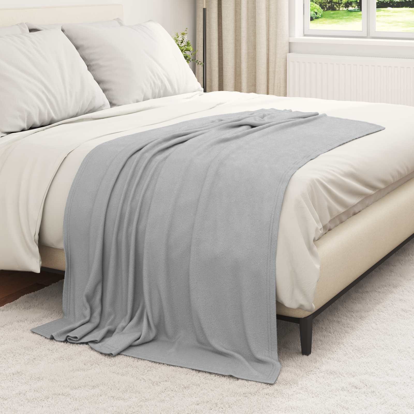 Überwurfdecke Beige 170 x 130 cm Fleece