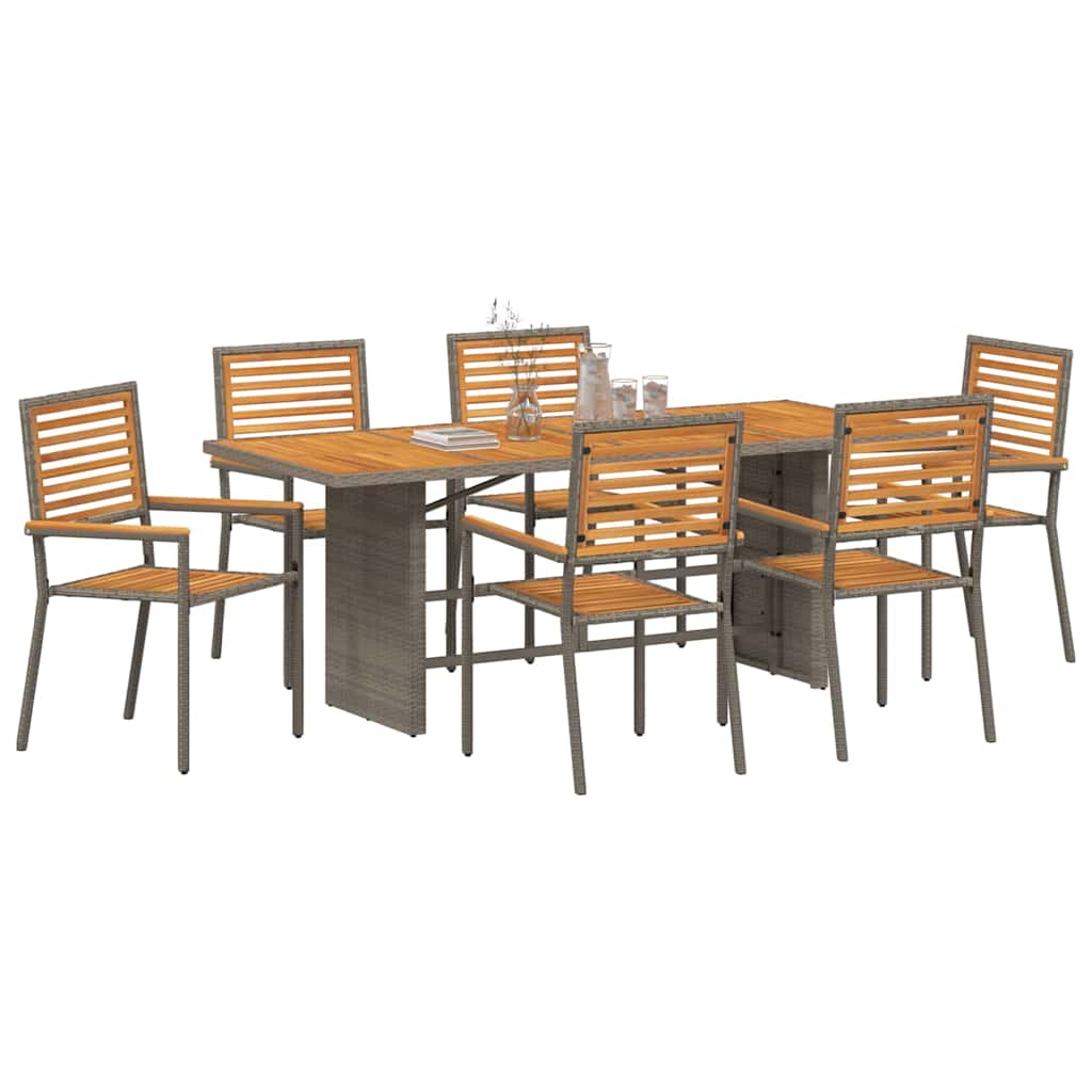 Garten Essgruppe 7 pcs Schwarz und Braun Poly-Rattan