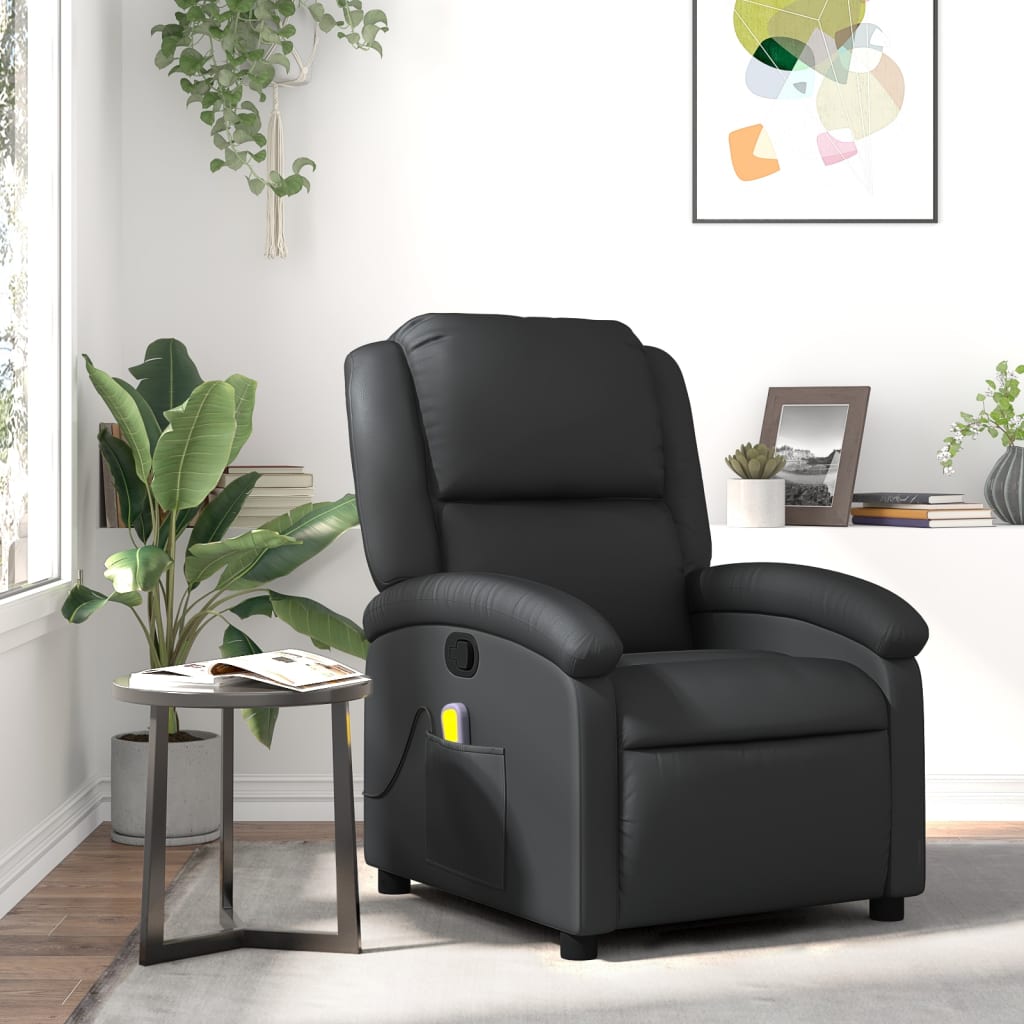 Relaxsessel Echtleder Schwarz