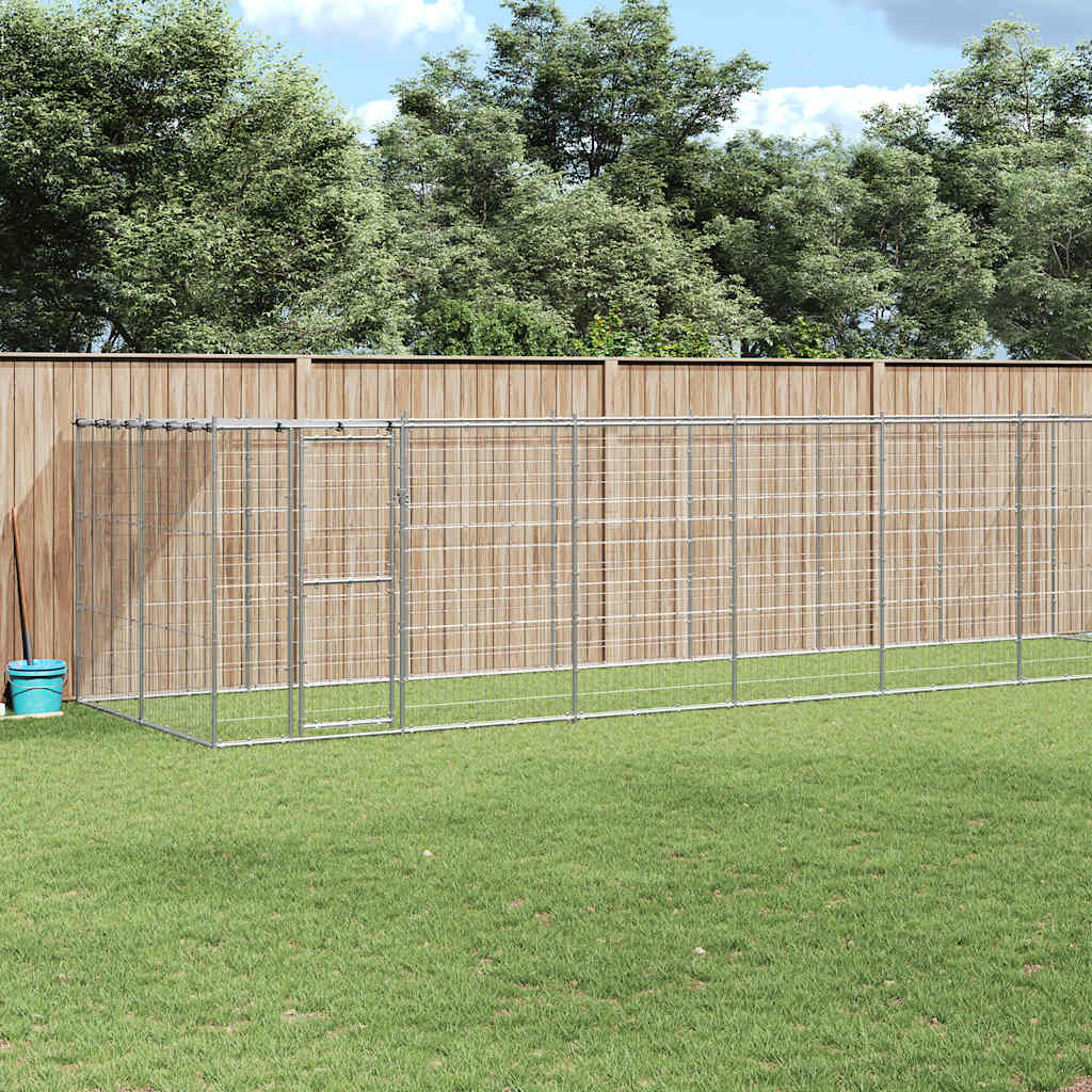 Outdoor-Hundezwinger mit Überdachung Stahl 7,26 m²