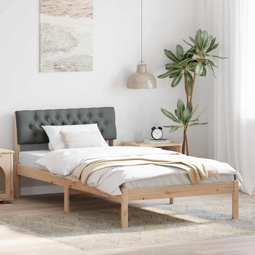 Bettgestell Braun und hellgrau 200 x 200 cm Massivholz Kiefer