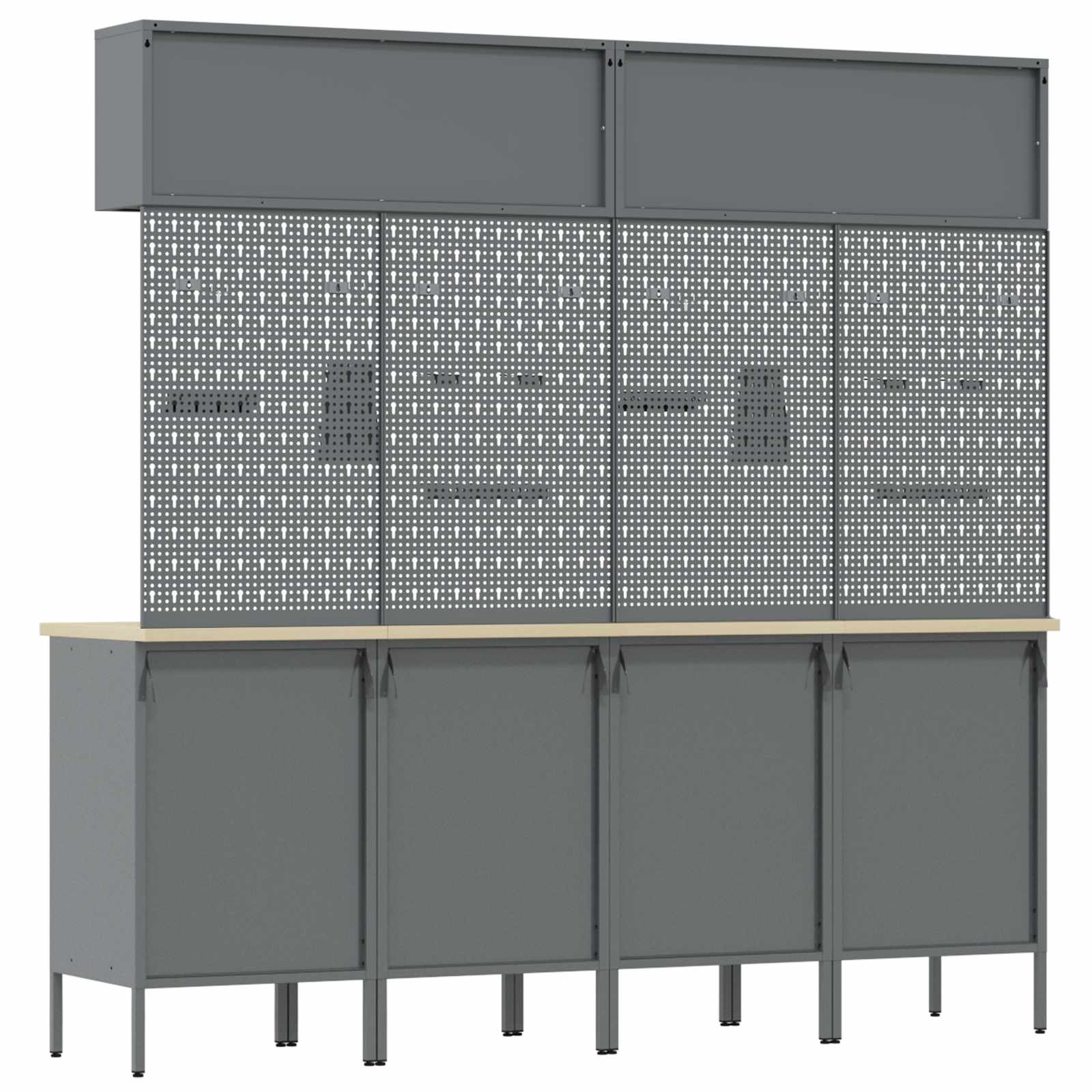 Arbeitsschrankset mit Schubladen mit Regal 8 pcs Grau