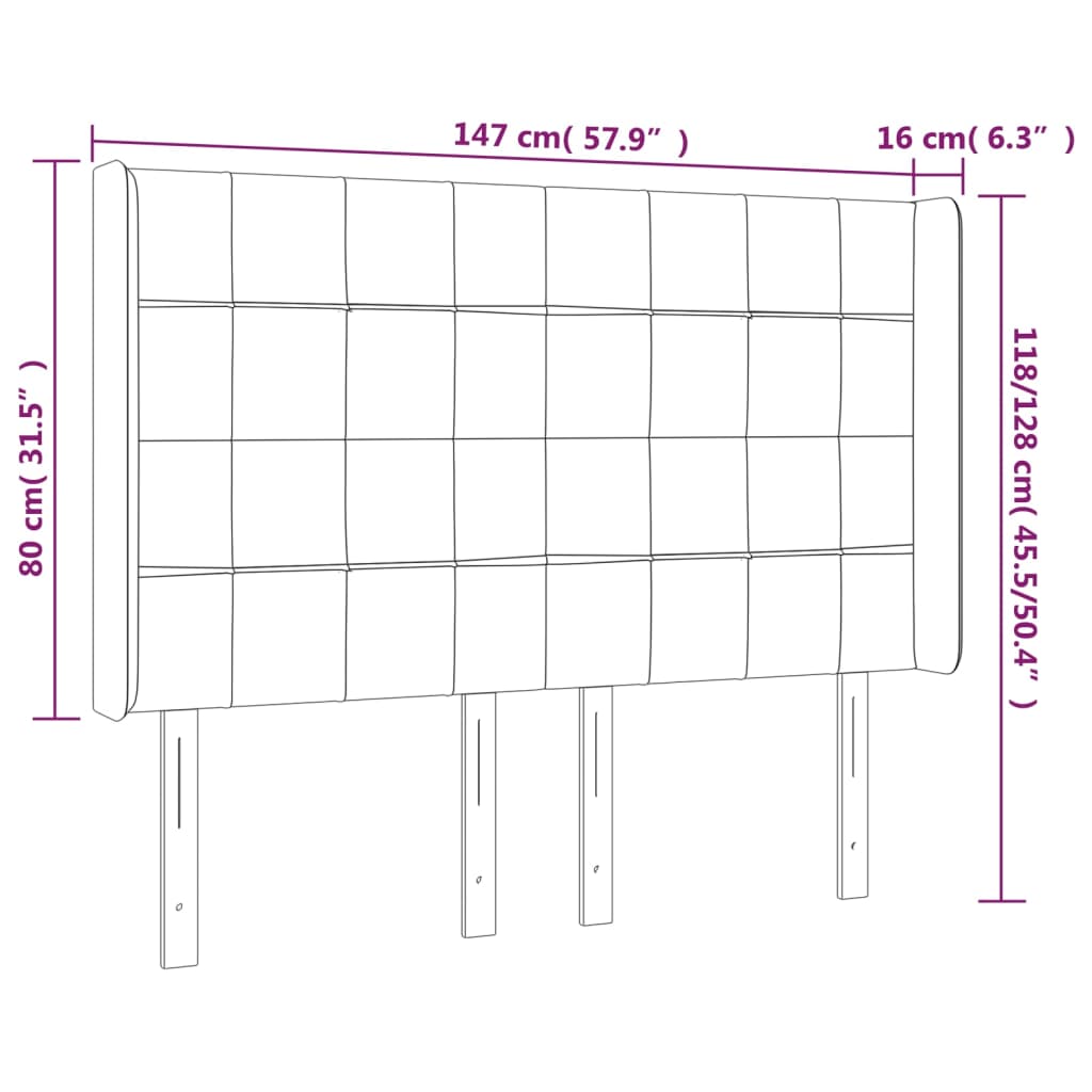 Kopfteil mit Ohren Dunkelblau 93x16x78/88 cm Samt