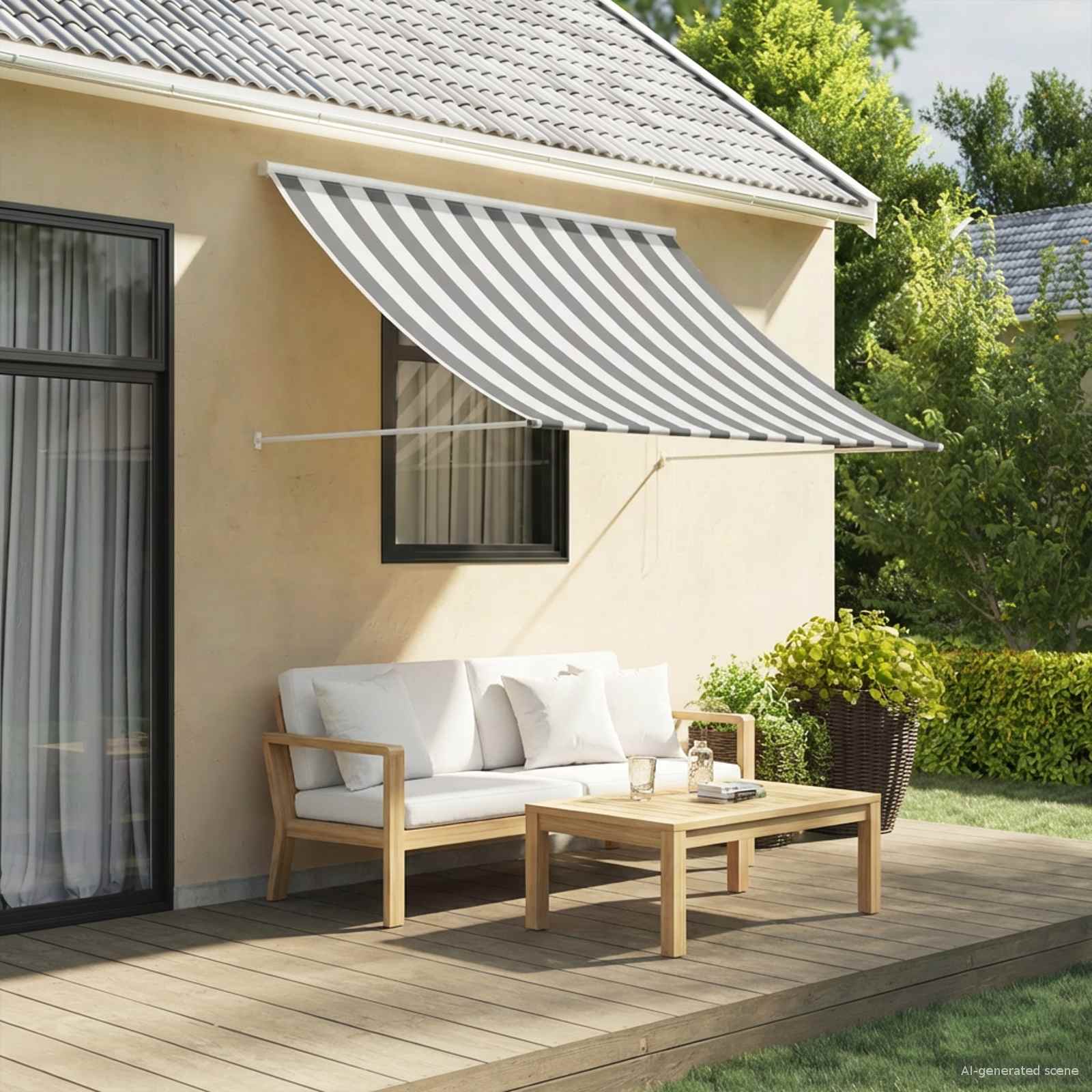 Einziehbare Markise 150×150 cm Blau und Weiß