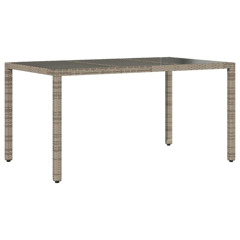 Gartentisch 150x90x75 cm Hartglas und Poly Rattan Schwarz
