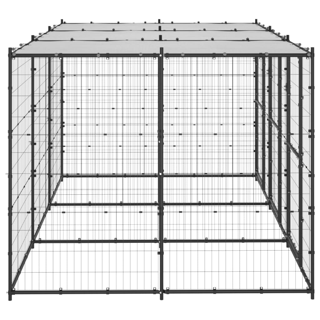 Outdoor-Hundezwinger Stahl mit Überdachung 110x220x180 cm