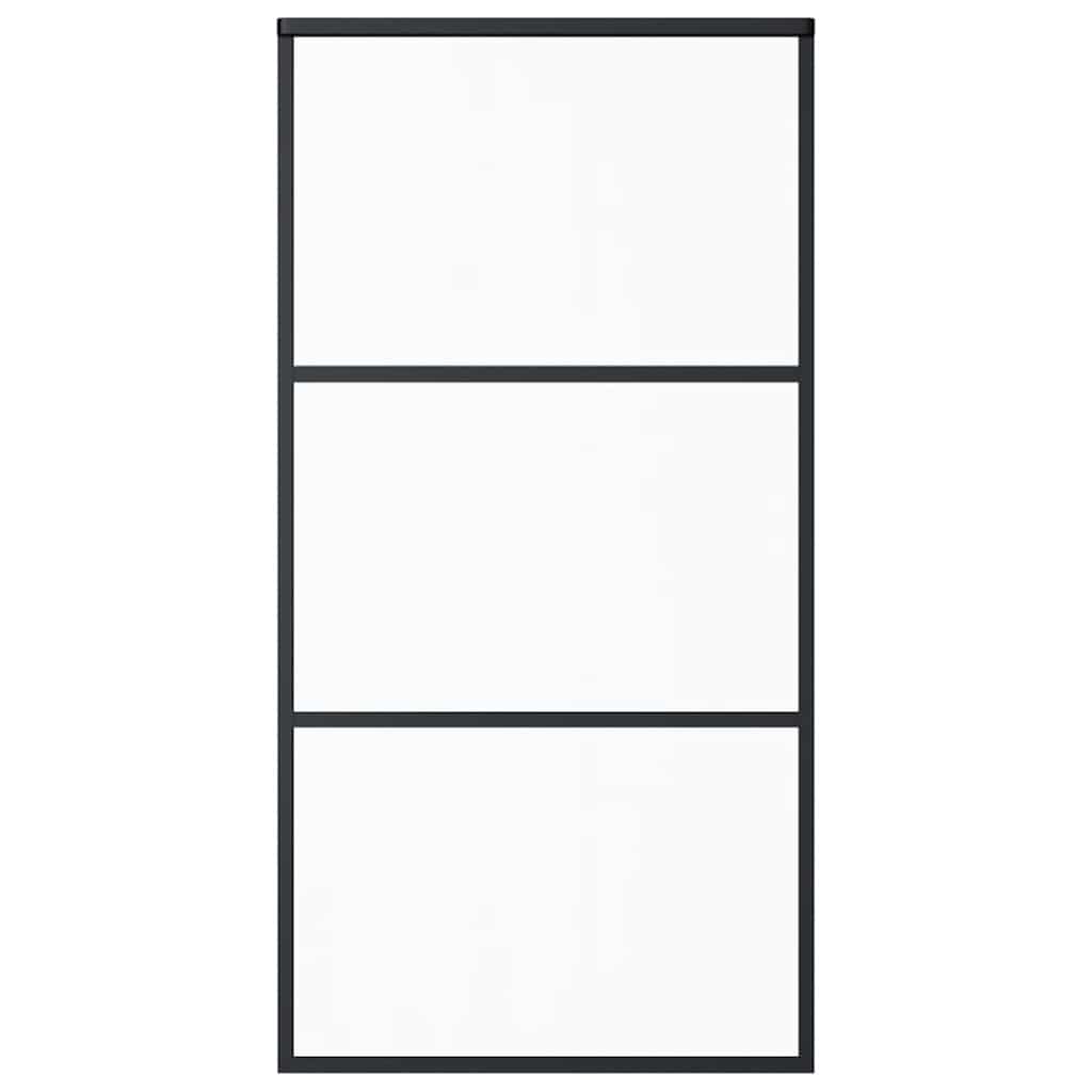 Schiebetür 3-teilig ESG-Glas und Aluminium 76x205 cm Schwarz