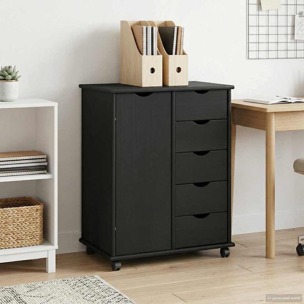 Rollschrank Honigbraun 63,5 x 39 x 79 cm Massivholz Kiefer