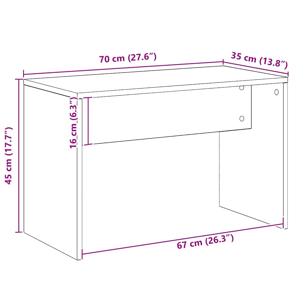 Schminkhocker Weiß 70x35x45 cm Holzwerkstoff