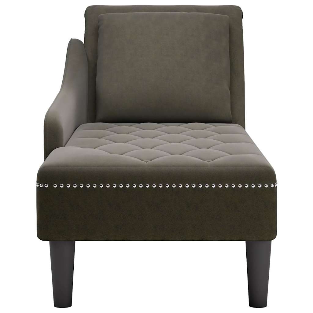 Chaiselongue mit Kissen und Rechter Armlehne Braun Kunstleder
