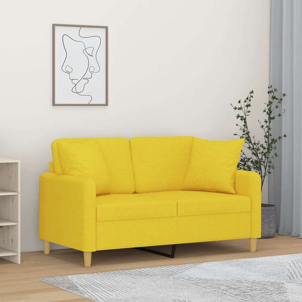 2-Sitzer-Sofa mit Zierkissen Braun 120 cm Stoff