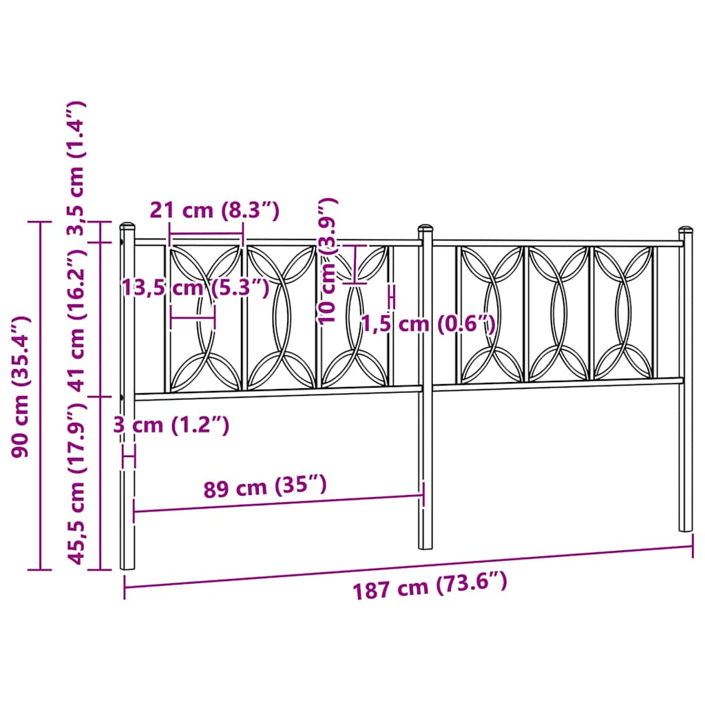 Ersatz-Kopfteil Metall Schwarz 100 cm