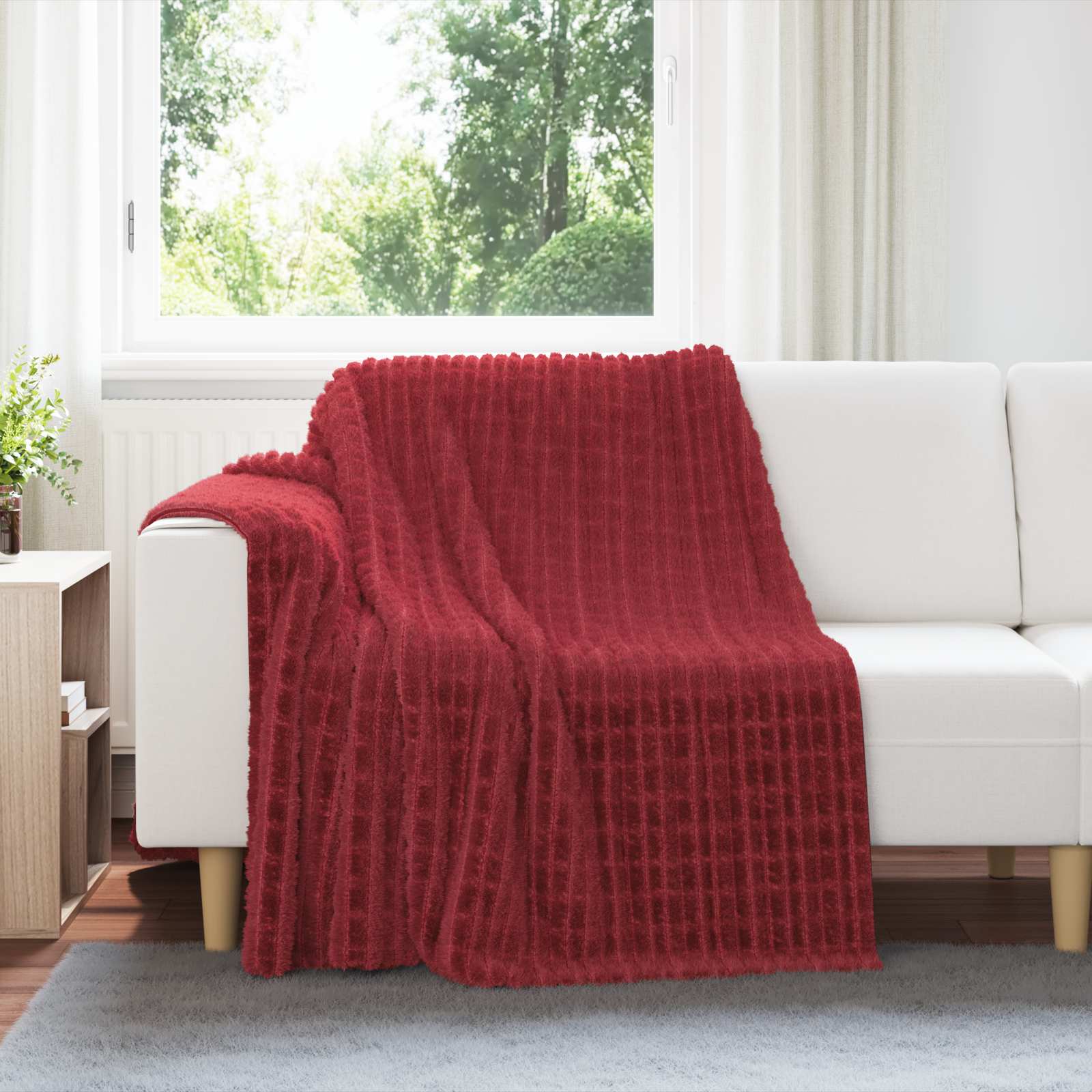 Überwurfdecke Beige 150 x 130 cm Fleece