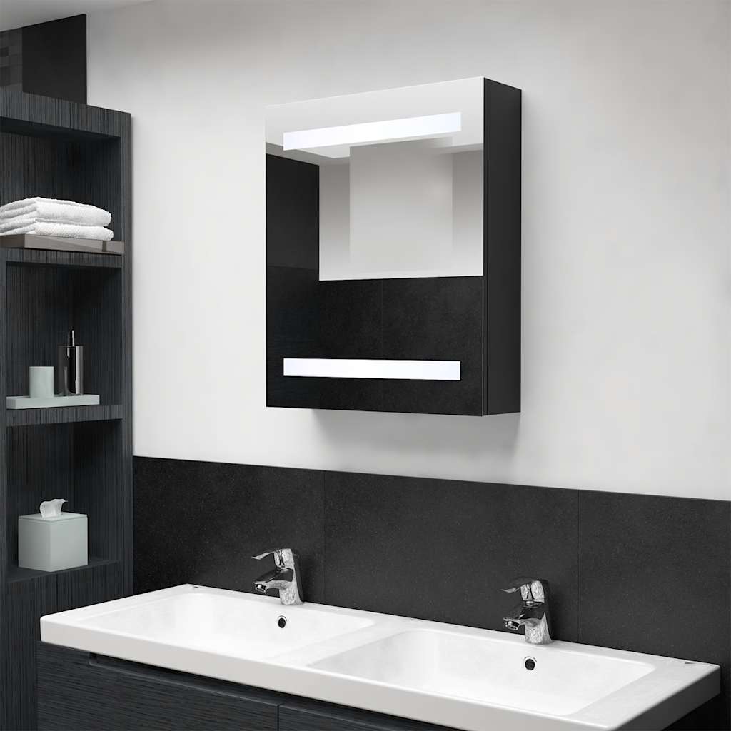 LED-Bad-Spiegelschrank Betongrau 50x14x60 cm