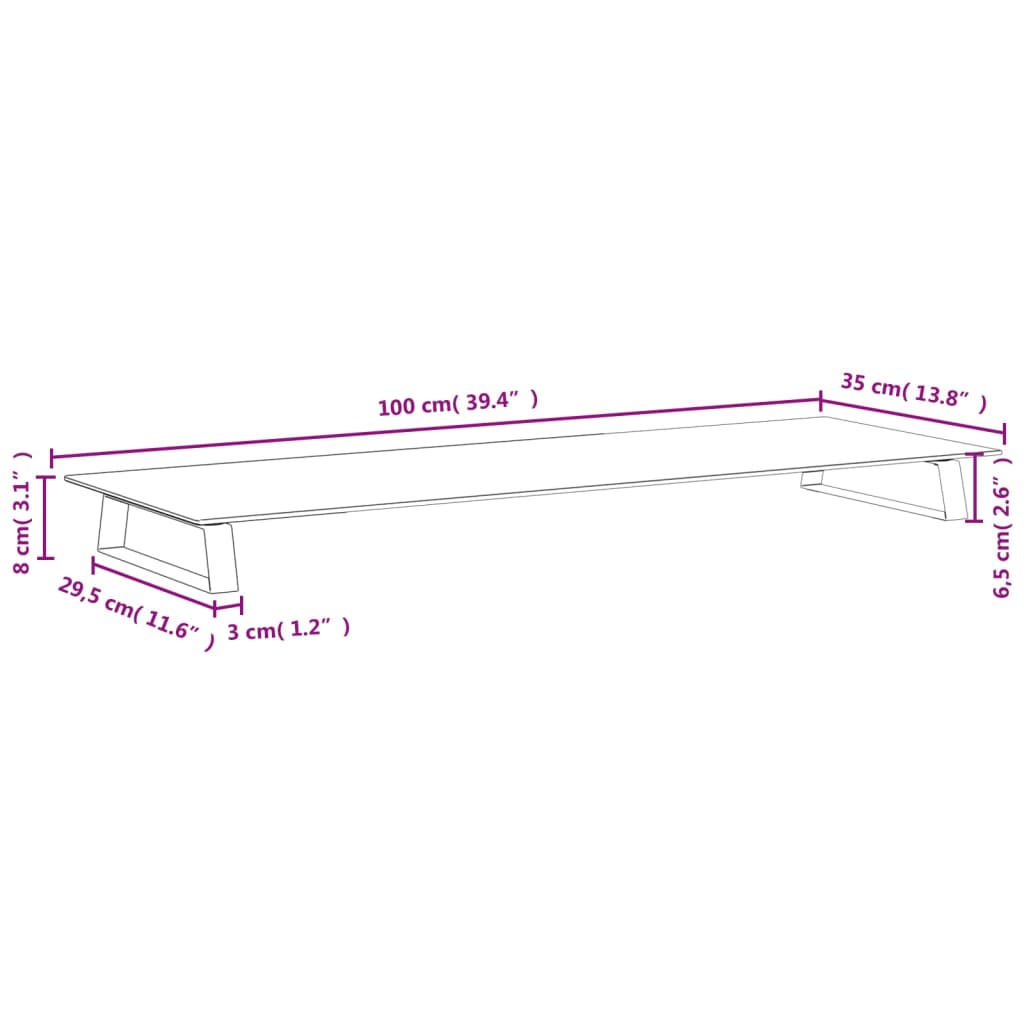 Monitorständer Weiß 60x20x8 cm Hartglas und Metall