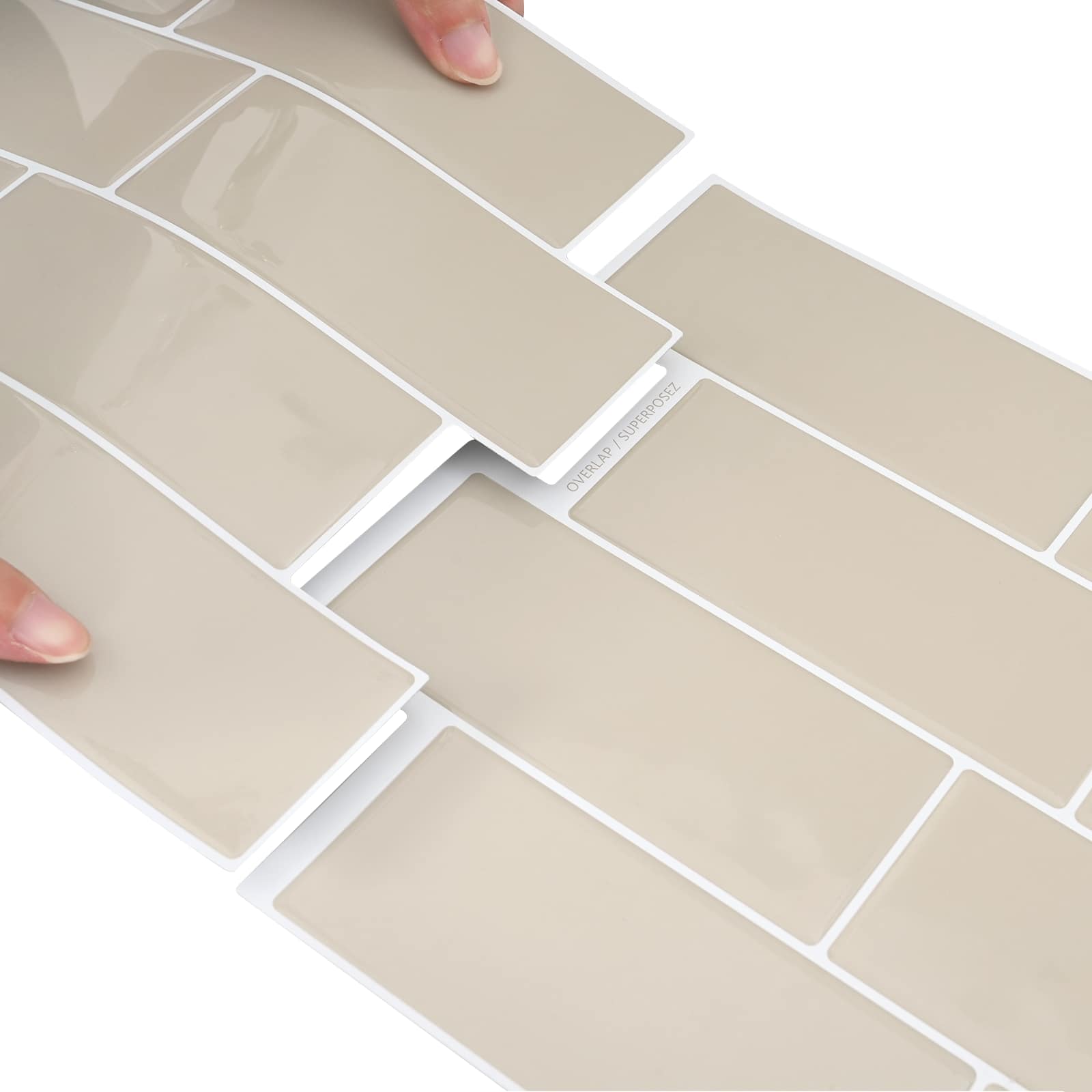U-Bahn-Fliese 10 pcs Weiß Grau 29 x 21 cm Polyurethan und PET